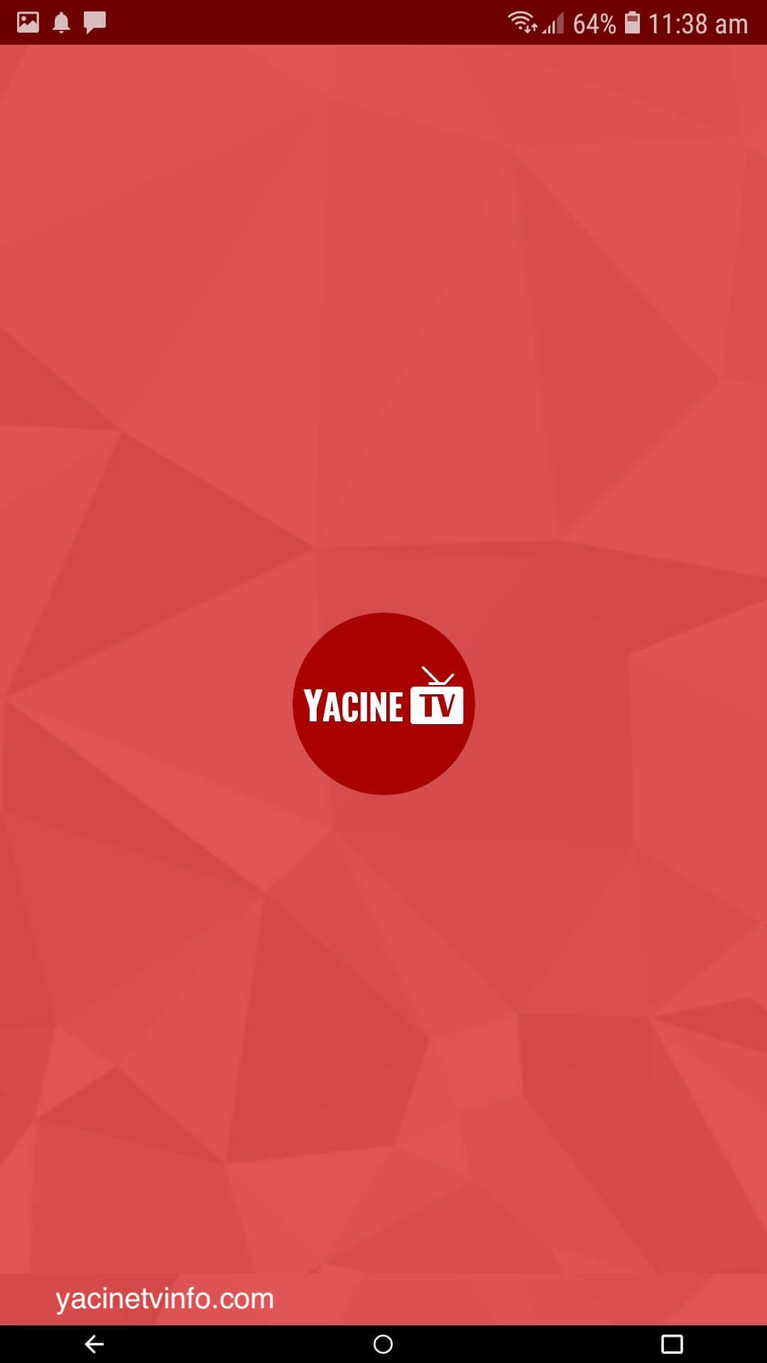 Welcome screen of Yacine TV apk
