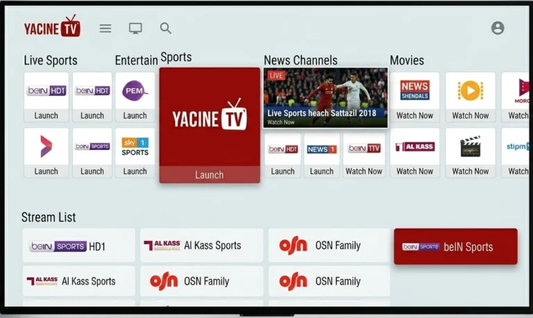 Welcome Screen on Yacine TV
