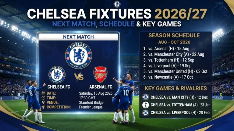 Chelsea Fixtures 2026/27: Next Match, Schedule & Key Games